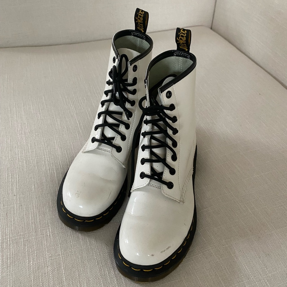 Dr. Martens White Leather Boots